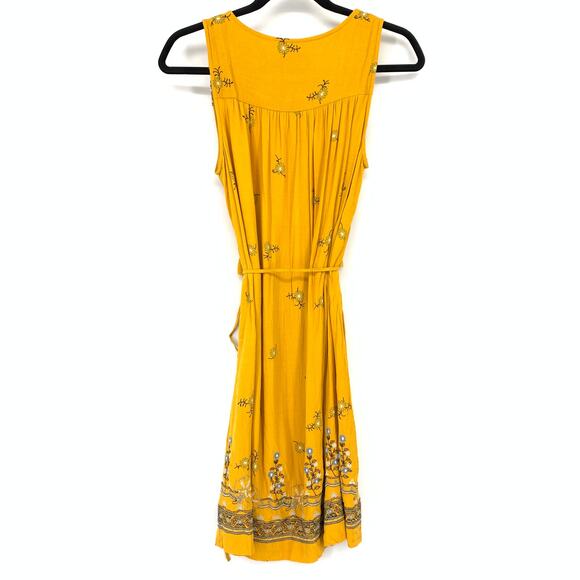 Loft Outlet Boho Sleeveless Dress Womens Size Small Golden Yellow Floral Print - Picture 2 of 6